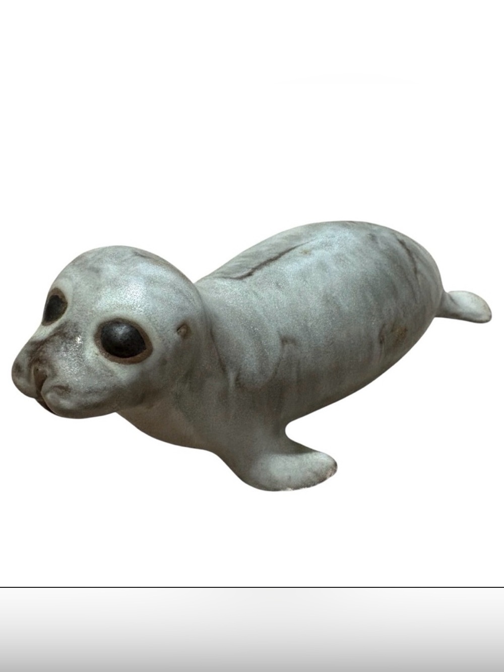Vintage Andersen Design Studio Pottery Baby Seal Pup Gray Matte Sculpture Signed